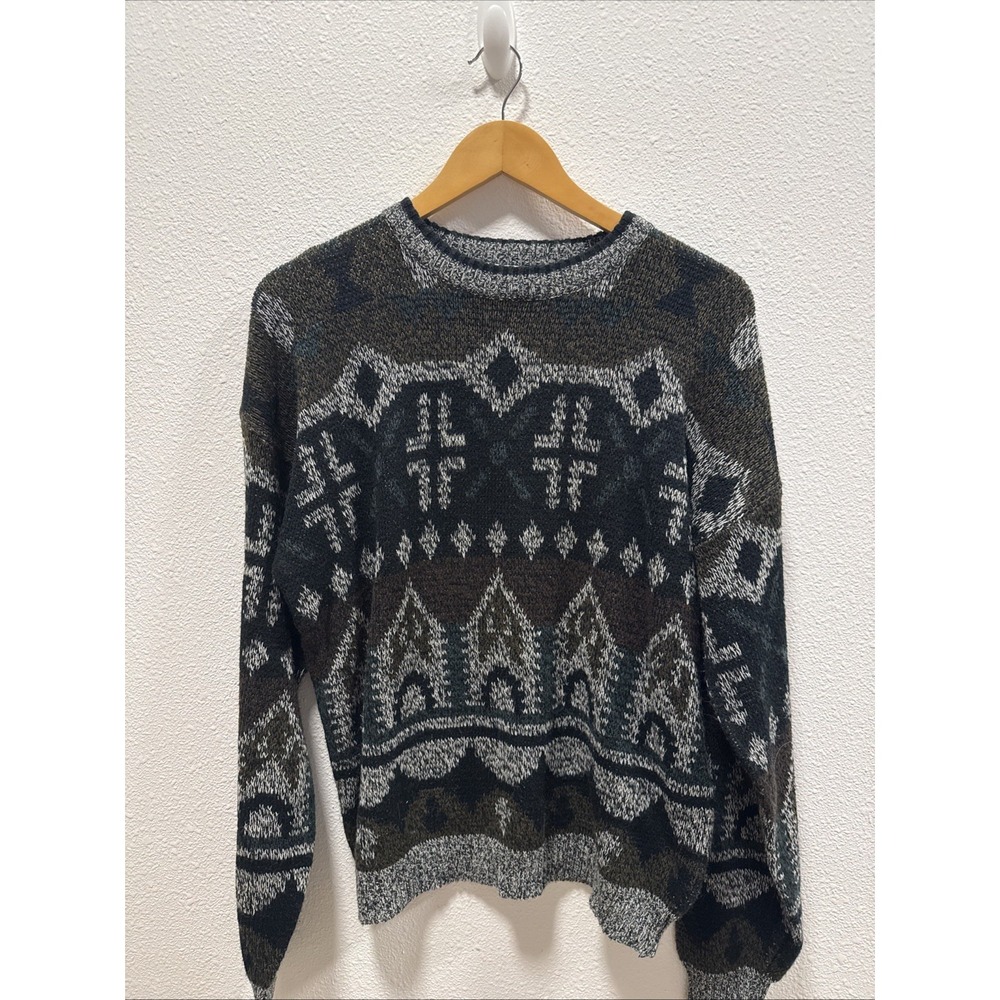 Vintage Michael Gerald Men's 100%-Acrylic Geometric‎ Pattern Sweater (Large)
